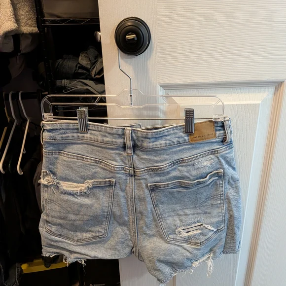 American Eagle Outfitters Light Blue Distressed Jean Shorts - Picture 2 of 3